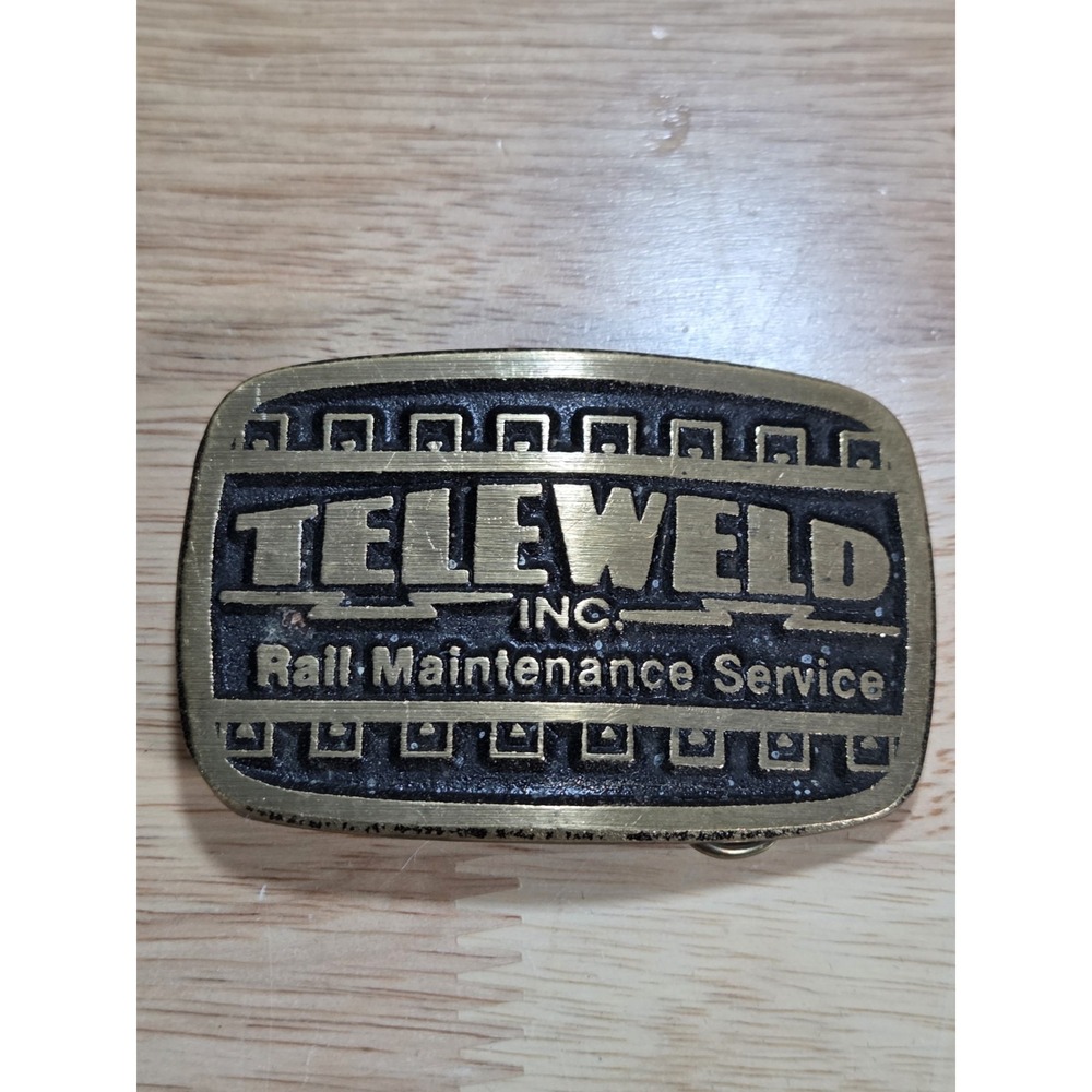 Vintage Teleweld Inc Rail Maintenance Solid Brass Belt Buckle DynaBuckle USA